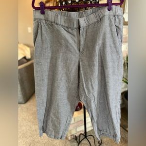Liz Claiborne Stripe Cropped Pants so cute on linens cotton blend gray&white xxl